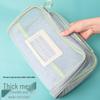 Transparent L-Shaped Document Bag with Zippered Mesh Opening for Handheld Use