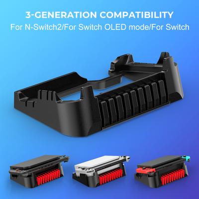 Game Console Horizontal Stand for Switch/OLED Non-slip Heat Dissipation Space Saving Game Console Storage Base with 10 Game Card Organizer Slots