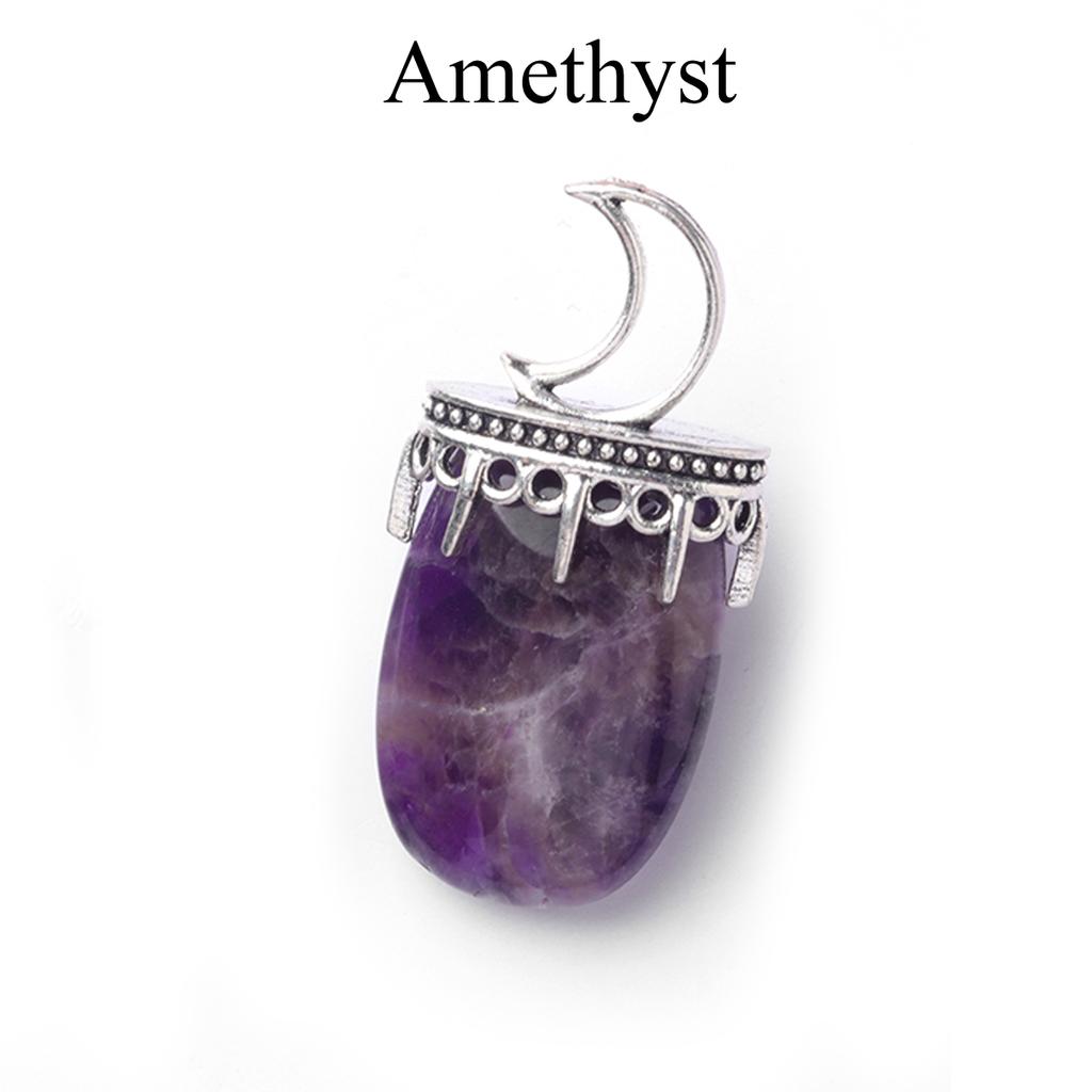 1Pc, Energy Natural Stone Moon Sun Pendant, Bohemian Style Reiki Healing Crystal Gemstone Charms for DIY Necklace Accessories, Creative Jewelry Making