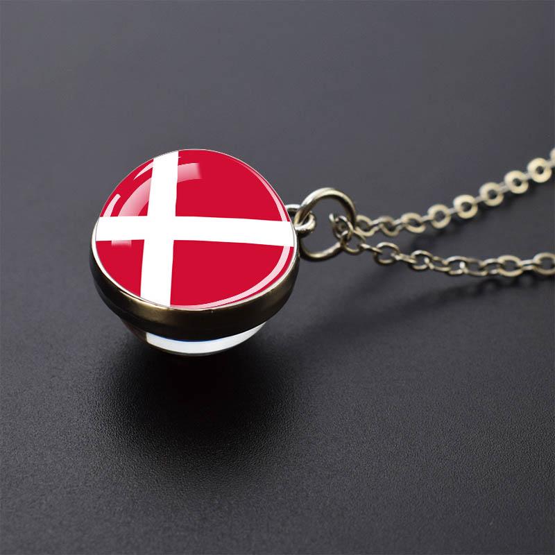 Countries Flag Glass Ball Necklace Russia France Spain UK Italy Poland Ukraine Flag Pendant Necklace Travel Gift