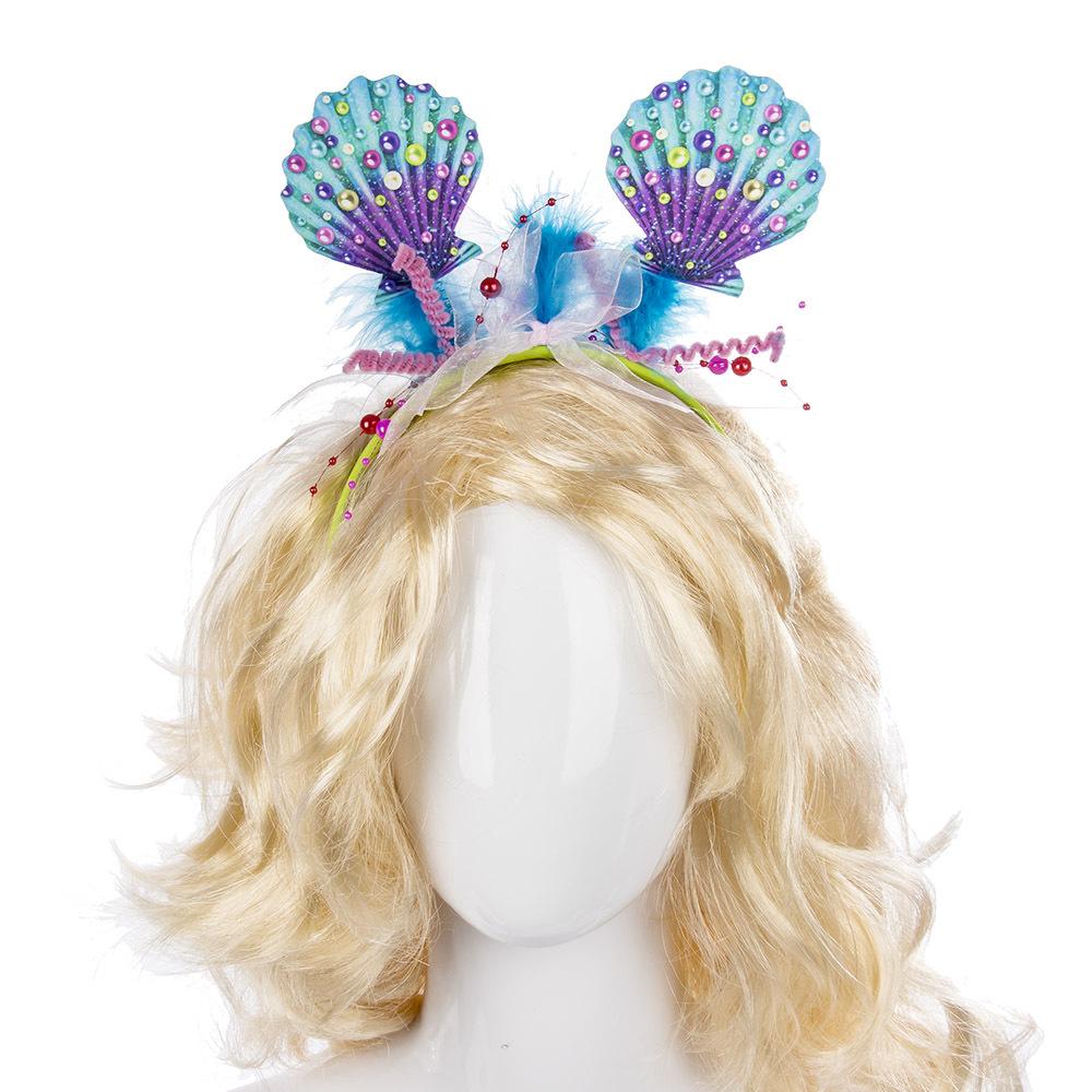 Headband Props, Halloween Party Decorations, Party Hair Accessories, Girls, Ocean Colored Pearls, Shell Headbands