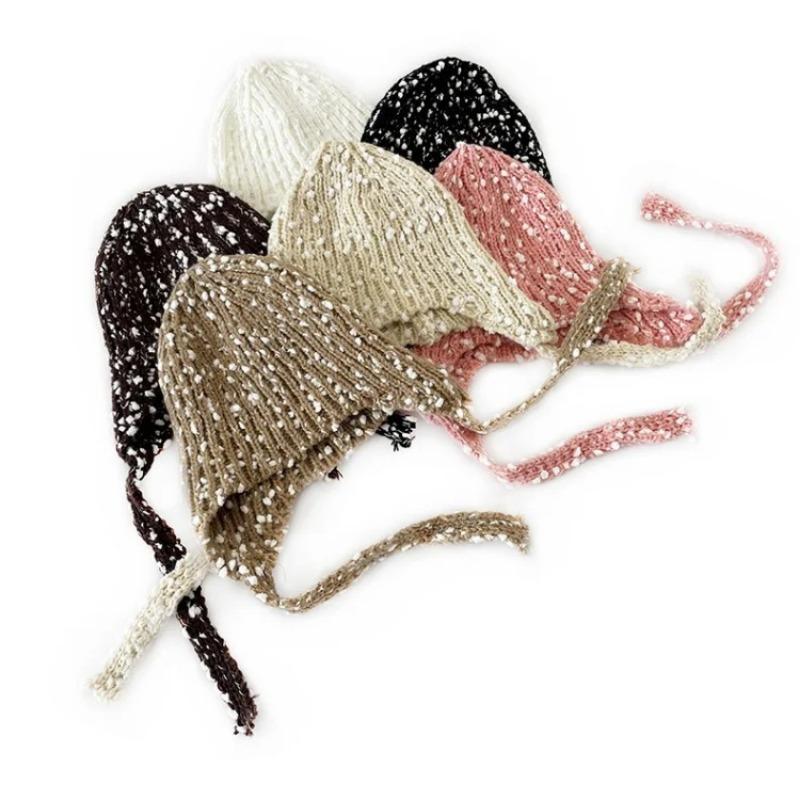 Cute Baby Girl Hat with Braids Brim Winter Warm Knitted Earflap Cap Fashion Beanie for Toddler Soft Yarn Crochet Infant Hat