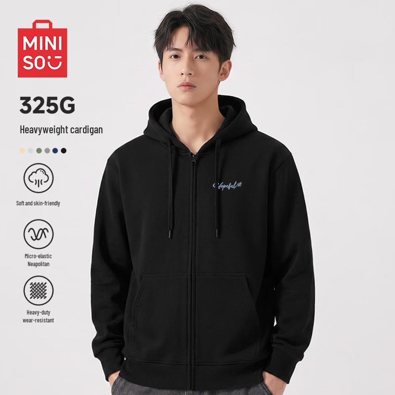 MINISO Men's Casual Hooded Zipper Sweatshirt