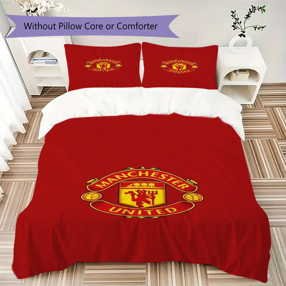 Manchester Unitedaa Pattern Bedding Uilt Set Uilt Cover Pillowcase Home Decoration Birthday Gift (1 * Duvet Cover + 2 * Pillowcase Without Core)