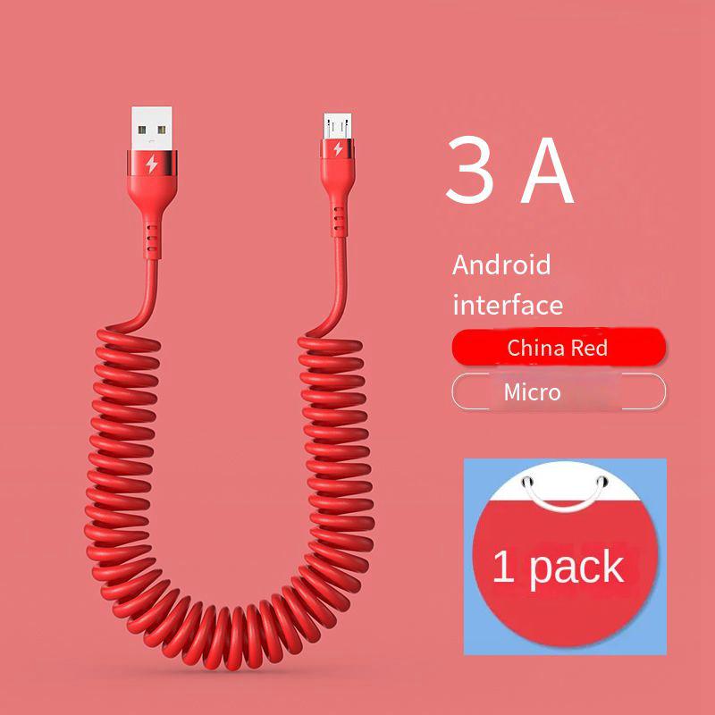 

Пружинный телескопический 66 Вт 5 А кабель для быстрой зарядки TypeC USB 3A Micro автомобильное зарядное устройство для телефона Samsung Xiaomi POCO Quick Cord 1m