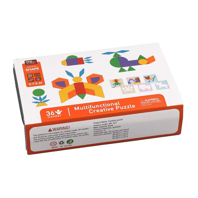 Magnetic Tangram Wooden Puzzle Toys 168 Pieces Early Childhood Gift Education