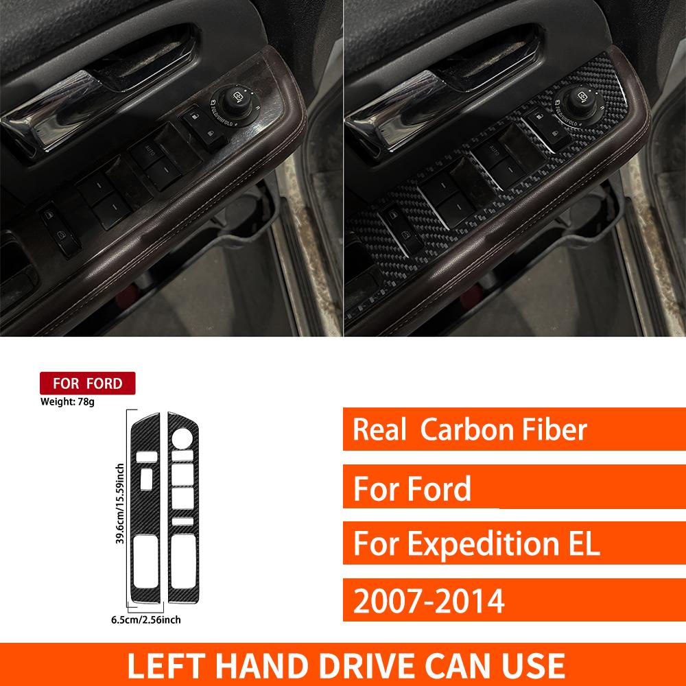 For Ford Expedition 2007-2014 Real Carbon Fiber Stickers Centre Radio AC CD Gear Shift Door Panel Car Accessories Decorative