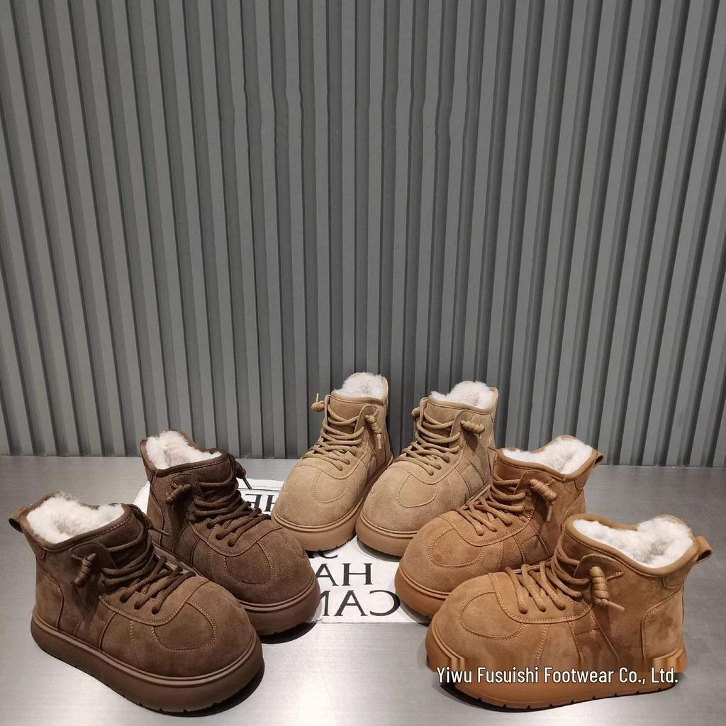 Botas de Neve de Algodão para Meninas com Cabeça Grande de Capivara e Veludo – Sapatos Pão para Todas as Estações 2025