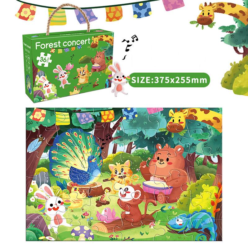 36pcs Carrying Jigsaw Puzzle Children Paper Large Pieces Puzzle Enlightenment Gift 3-6 Years Old Baby Toys Toddler Puzzle