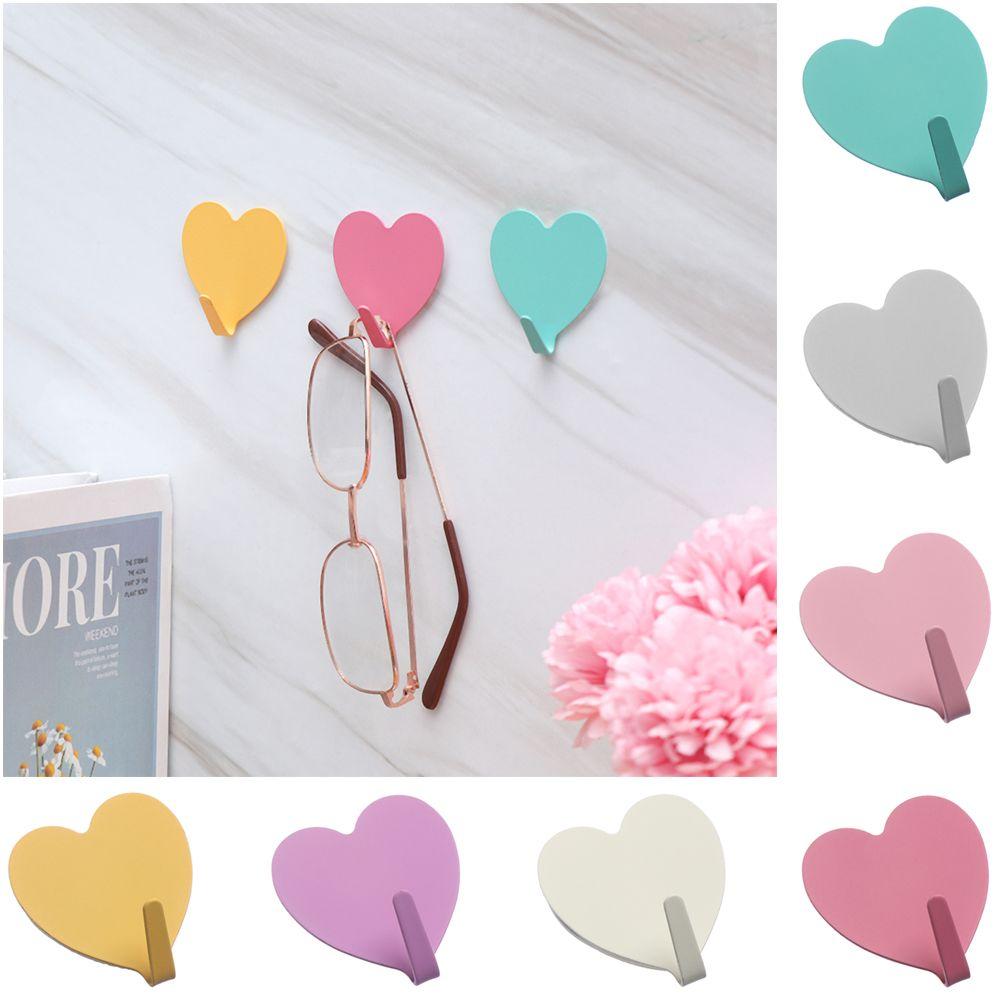 Supplies Metal Heart-shaped Strong Adhesive Wall Hook Key Holder Hanger Hooks Storage Racks