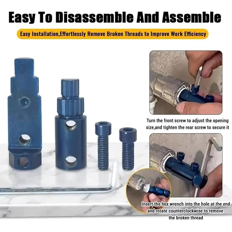 Broken Pipe Thread Extractor for 1/2-3/4-1inch DN15/20/25 Pipes Thread Removal Tool for Broken Threads In Faucets Angle Valves