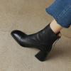 Fashion 2024 Autumn/winter Women Boots High Heels Square Toe Short Boots Women Shoes Office Lady Gladiator Lady Shoes Genuine Leather