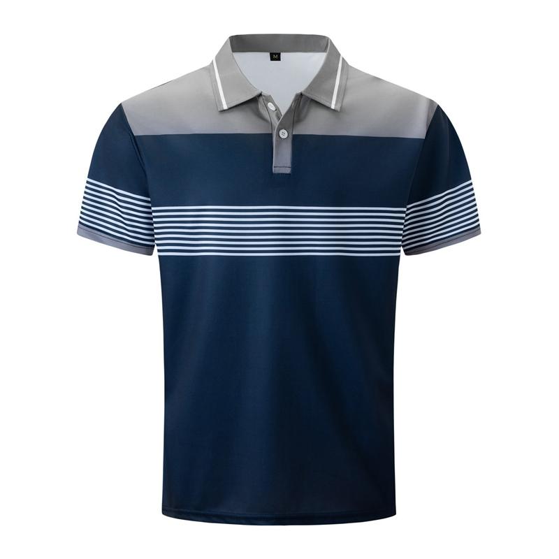 Tricou de golf pentru bărbați, respirabil, cu mânecă scurtă, cu blocuri de culoare, tricou casual cu revere și nasturi pentru vară