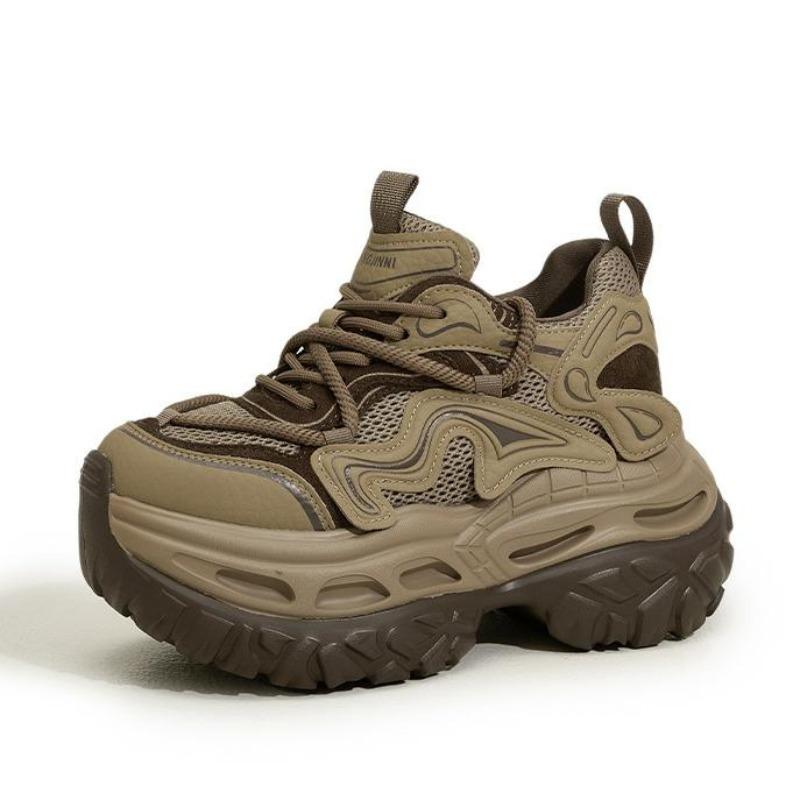 Women’s Chunky Platform Sneakers 9cm Hidden Wedge Heel Lightweight Casual Dad Shoes 2025 Fall Fashion Comfortable Trainers
