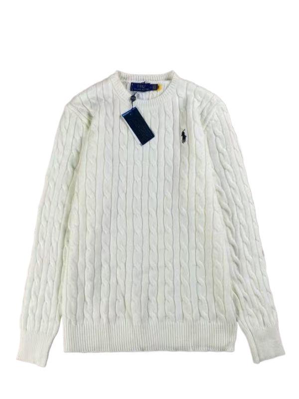 RL Ralph Lauren Pony Logo Crew Neck Knit Sweater - Men's & Women's Warm Autumn/Winter Cable Knit Pullover