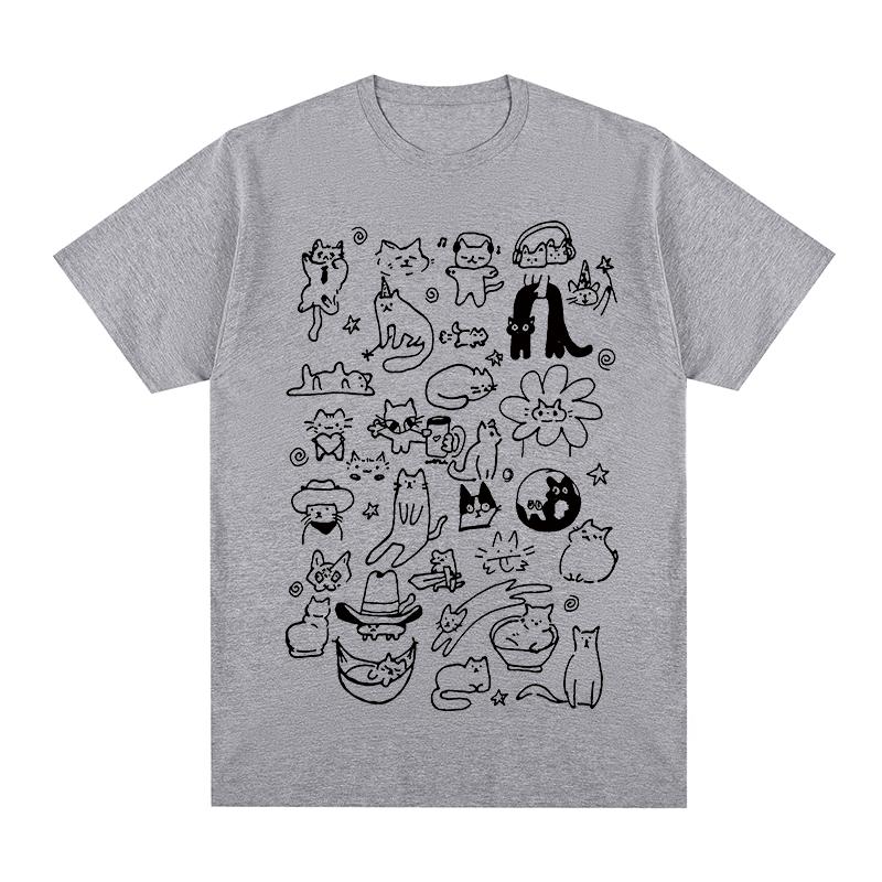 Cute Cat Vintage Tshirt Harajuku Clothing Streetwear Cotton Unisex T Shirt New Tee Tshirt Unisex Tops