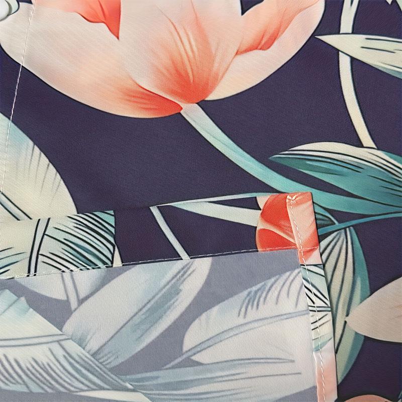 Мужская повседневная рубашка с принтом тропических листьев, с короткими рукавами, быстросохнущая, на пуговицах, модная летняя пляжная одежда