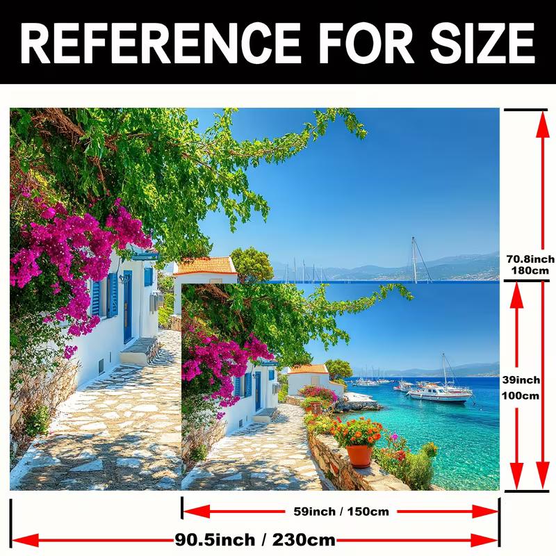 Sfondo Villaggio Greco sul Mare d'Estate Città Costiera Mare Blu Barca Sfondo per Servizio Fotografico