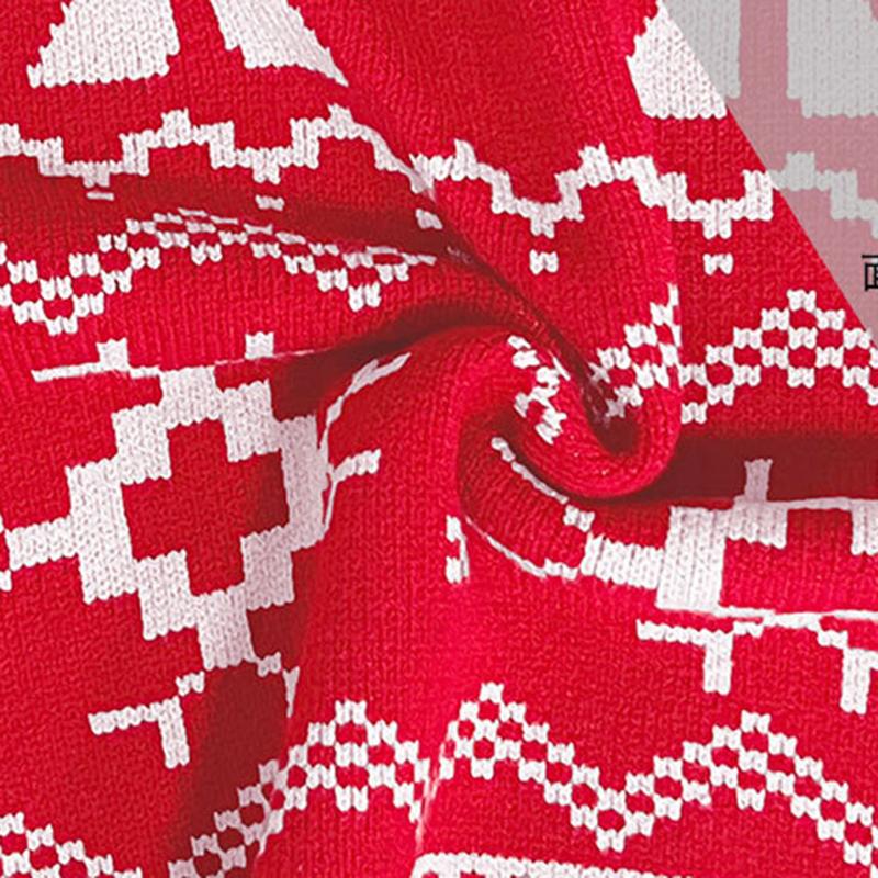 Ladies Autumn Winter Long Sleeve Round Collar Christmas Snowflake Pullover Warm Knitted Sweater Knitwear Top