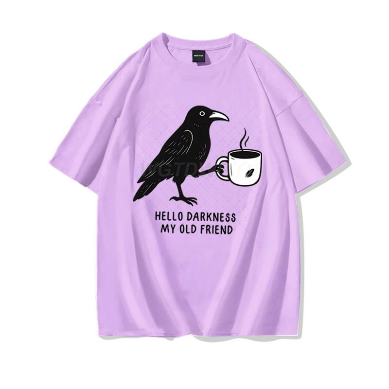Raven Crow Coffee Shirt for Women Unisex Funny Gift for Coffee Lover Cotton Tshirt Womens Unisexs Oversized Comfort Colors Tee Top
