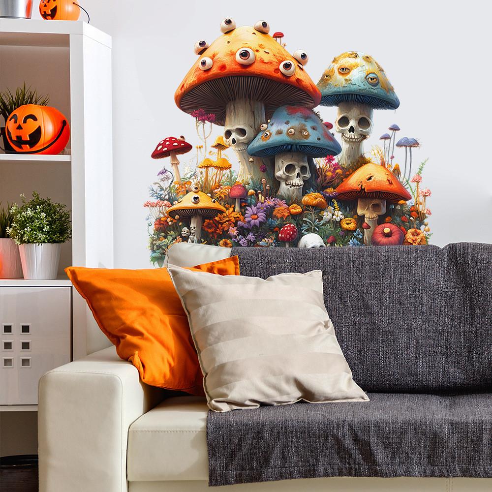 Halloween Scary Mushroom Skull Eye Beads Bedroom Home Decor Wall Stickers