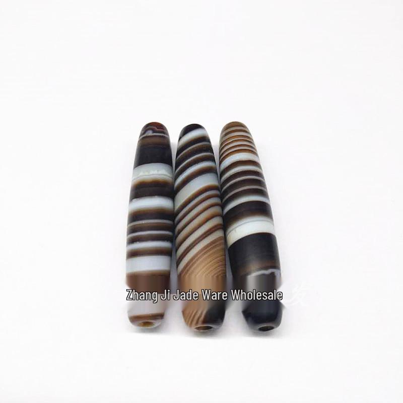 Ethnic Style Silk-Wrapped Agate Dzi Necklace - Collarbone Chain Silk-wrapped Agate