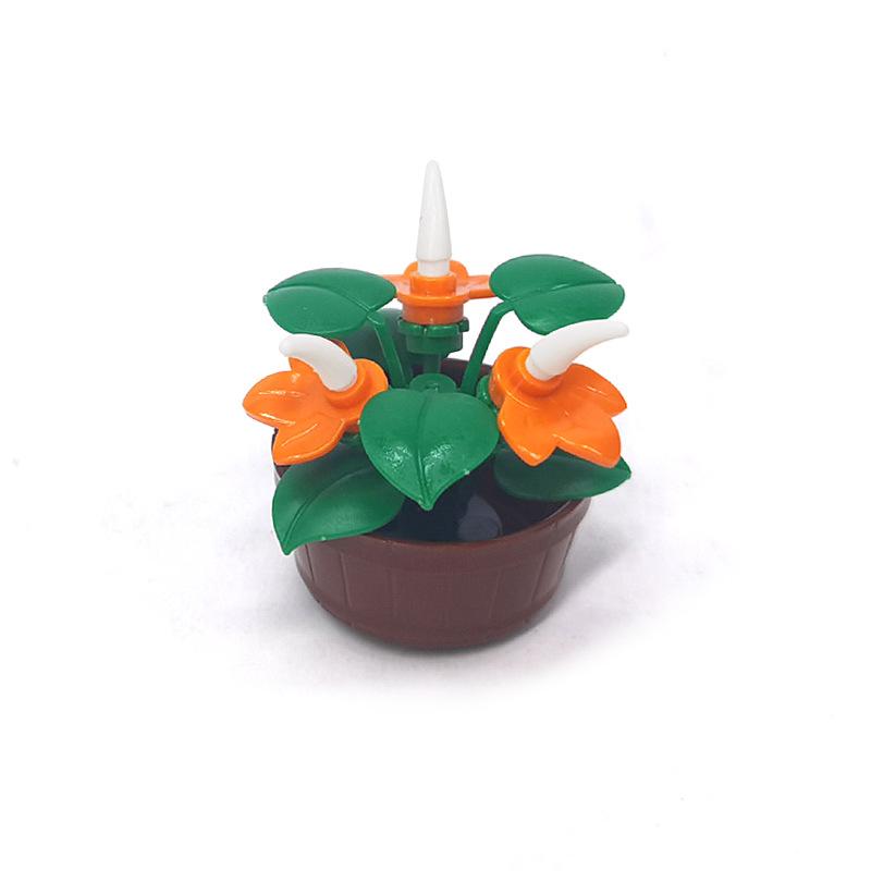 Potted garden plants small particles mosaic assembly building block toy leaves small flowers landscape ornament