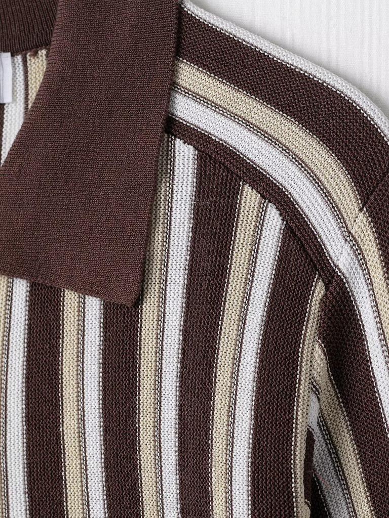 Spring 2025 Women's European & American Striped Knit Polo Cardigan