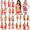 Women Underwear Christmas Sexy Lingerie Red Babydoll Dress Sleepwear Costume Set