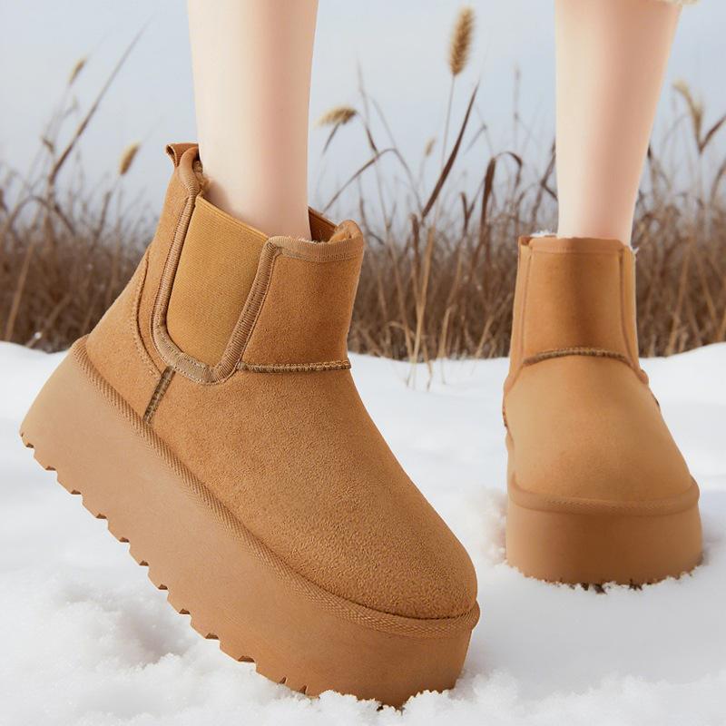 Shoes Women's cotton boots Winter new versatile velvet thickened one-pedal snow boots thick-soled non-slip cotton shoes