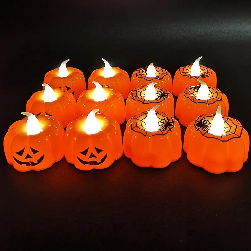 1-20PCS Halloween LED Pumpkin Electronic Candles Lights Halloween Horror Party Night Lights Home Porch Haunted House Decorations