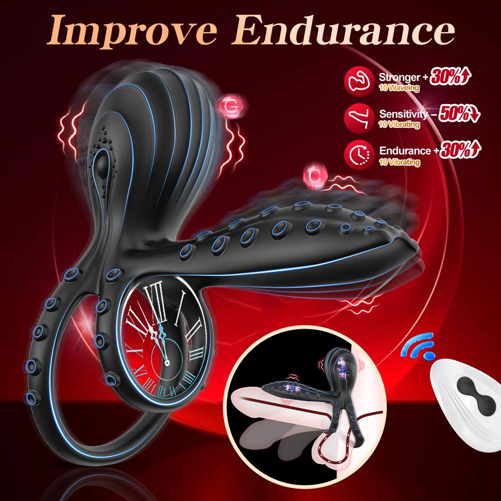 Penis Ring Vibrating for Men Ejaculation Delay Male Erectile Cock Ring G-Spot Clitoris Anal Stimulator Adult Sex Toy for Couple