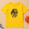 Kids Geometric Lion Head Print Crewneck Breathable Summer Short Sleeve Tee