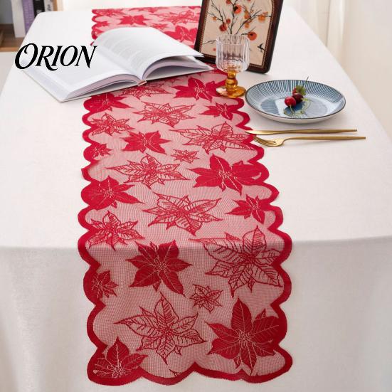 Halloween Pumpkin Table Runner Fall Decorations, Maples Leaves Lace Orange Seasonal Dining Room Tablecloth Runner, Autumn Harvest Thanksgiving