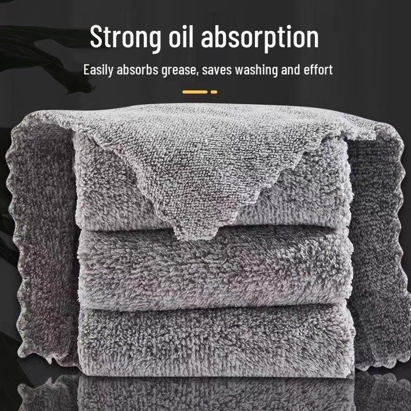 Thick Bamboo Charcoal Fiber Dish Cloth - Degreasing, Lint-Free, Absorbent, Non-Stick Oil, Thickened for Kitchen Cleaning