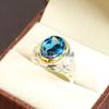 London Blue Topaz Oval Gemstone With 925 Sterling Silver Ring For Men's #B225 JL375675967808