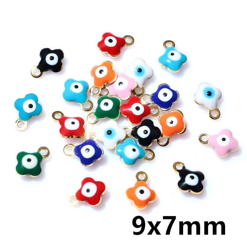 20pcs Random Mix Cute Stainless Steel Enamel Charms Pendant Fish Starfish Flower Evil Eyes DIY Jewelry Making Accessories
