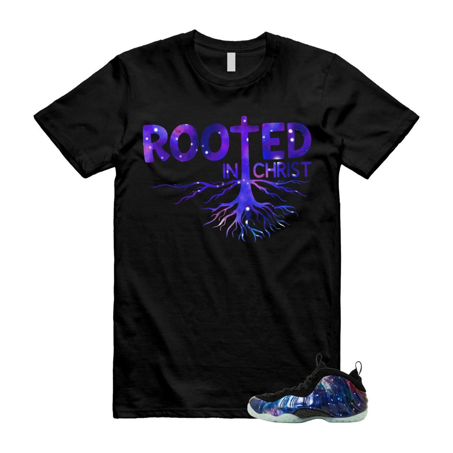 Foamposite Galaxy Obsidian Black Anthracite Air One T Shirt Match ROOTED M