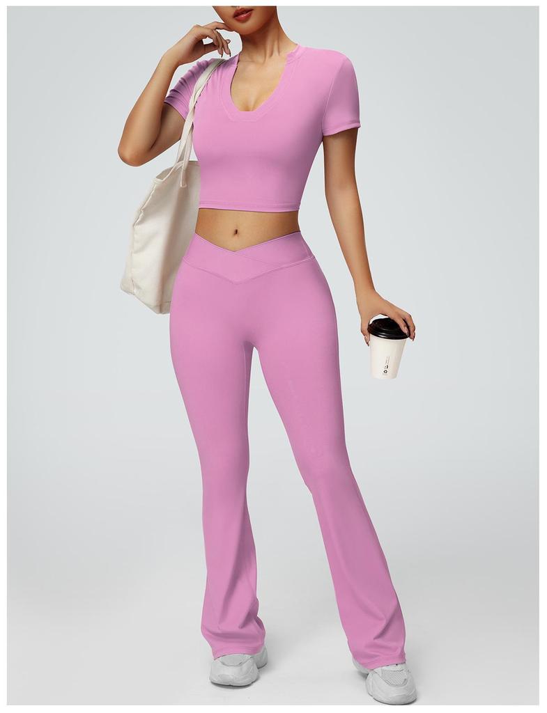 Cross-Border Slimming Nude Short-Sleeve Yoga & Sports T-Shirt