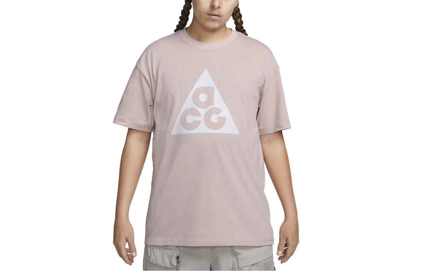 Nike T Shirts Men s Pink Crew Neck Moderate Straight Fit DJ3644-601 S