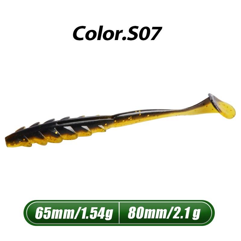 MEREDITH Crazy Shiner II Soft Lure 65 mm 80 mm Rybářská návnada Shad Silikonové návnady T-tail Wobblers Swimbait Umělá polévka leurre