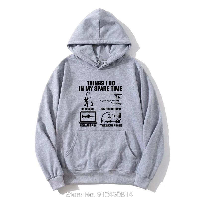 Dinge, die ich in meiner Freizeit mache Gehen Angeln Angelrute kaufen Hoodie Männer Baumwolle Pullover Kapuzenpullover Hip Hop Sweatshirt Harajuku Streetwear