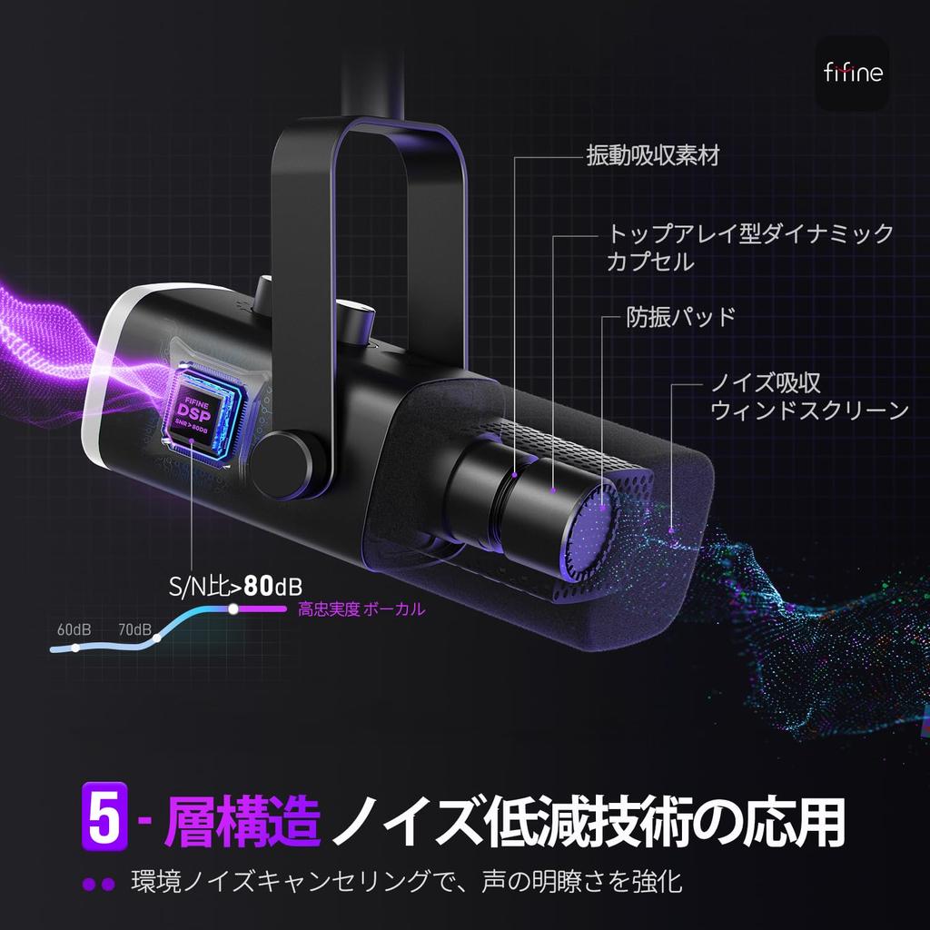 FIFINE AmpliGame AM8 Dynamic Microphone for Gaming and Plug PS5 Live Game Volume Mute RGB Headphone USB Cable with Compatible with XLR Black XLR/USB