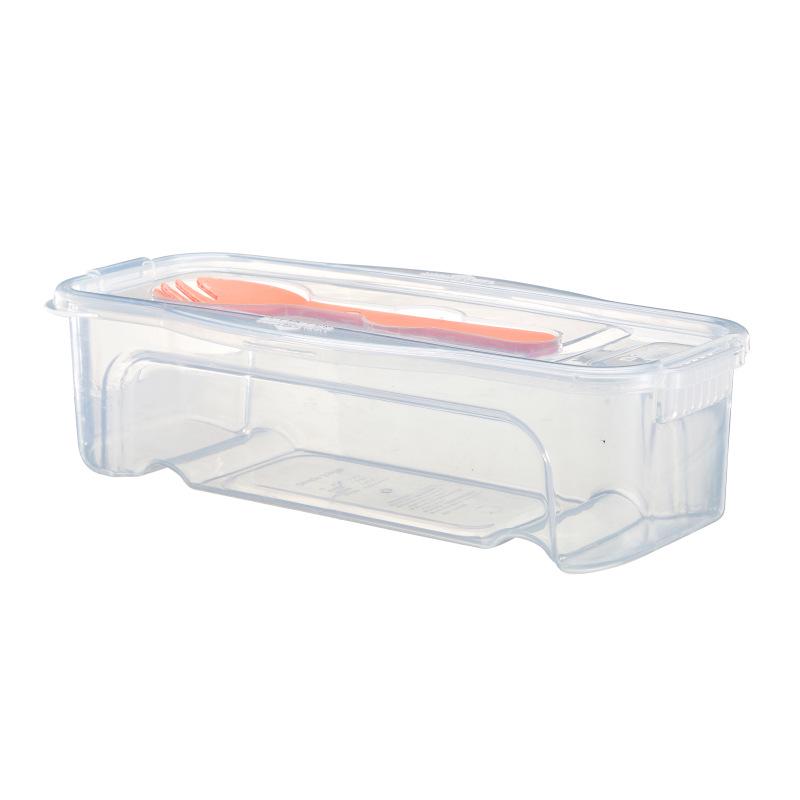 Transparent Large Capacity Microwaveable Noodle Box with Fork, Spoon, and Lid for Pasta, Fruit, or Veggie Storage
