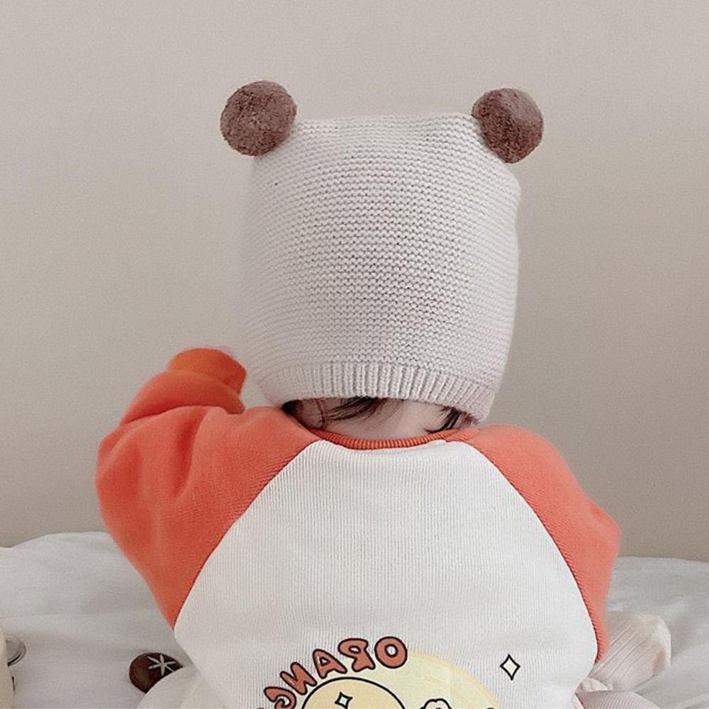 3-24 Months Soft Knitted Cap Tie Bonnet Cap Fashion Newborn Ear Protection Cap  Infant