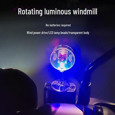 LED Wind-Powered Car Ornament: Electric Windmill Light for Motorcycles
