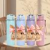 1PC Big Bow Easter Bunny 750ml Color Plastic Sports Water Bottle Leakproof Flip Straw Lid Suitable for Sports Office Home Use