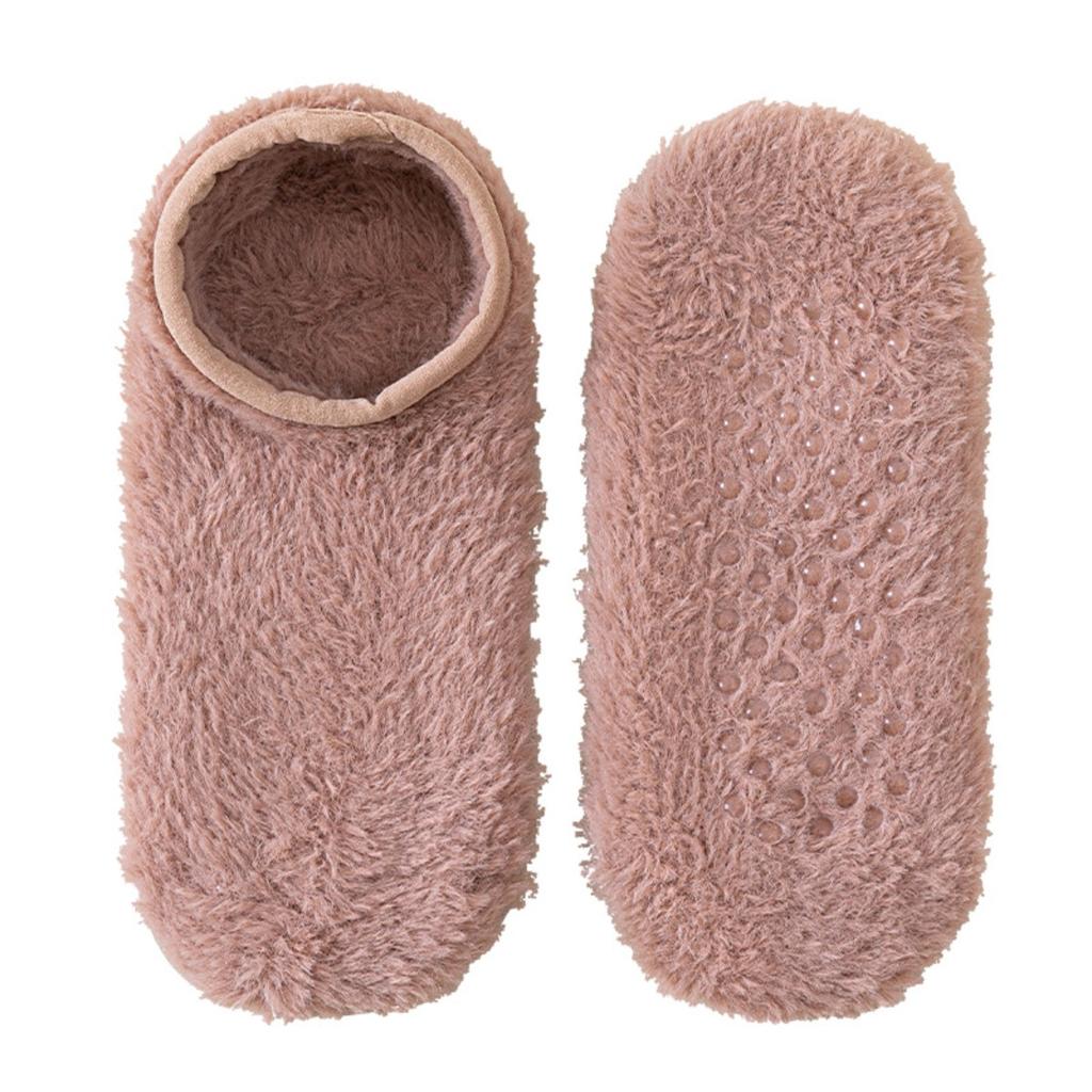 5-1 Pairs Winter Thick Coral Fleece Floor Socks, Men's and Women's Home Anti Slip Socks, Solid Color Boat Socks, Autumn and Winter Sleep Socks