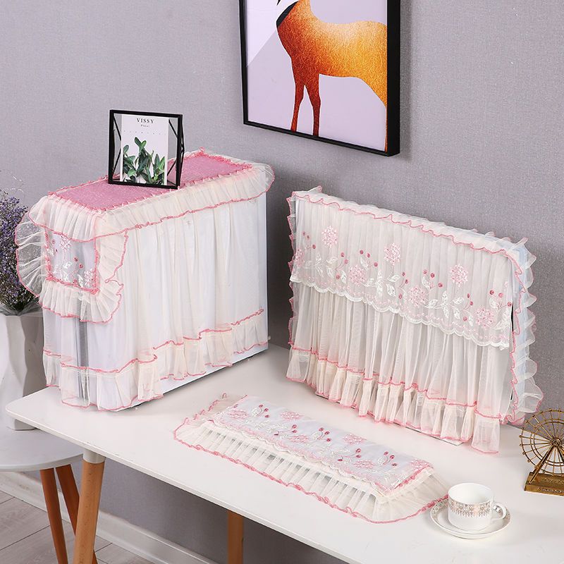 Fabric Lace Design European Style Computer Desktop Dustproof Computer Cover Cloth Keyboard Computer Host Cover Cloth 3PCS ZG266