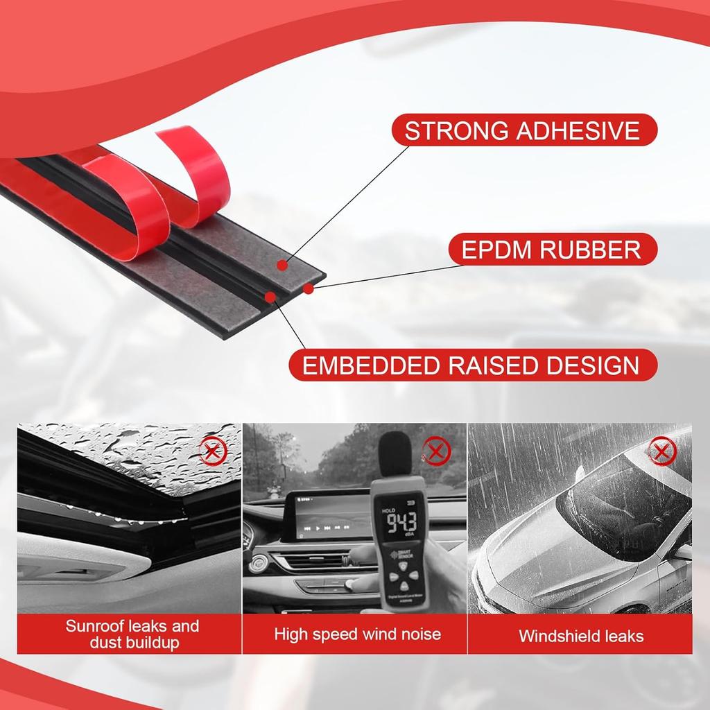 Storystore Car Weather Stripping, 14Mmx19.68Ft T-Shape Cuttable Windshield Rubber Seal Strip, Self Adhesive Sunroof Cover Seal For Cars Trucks SUVs